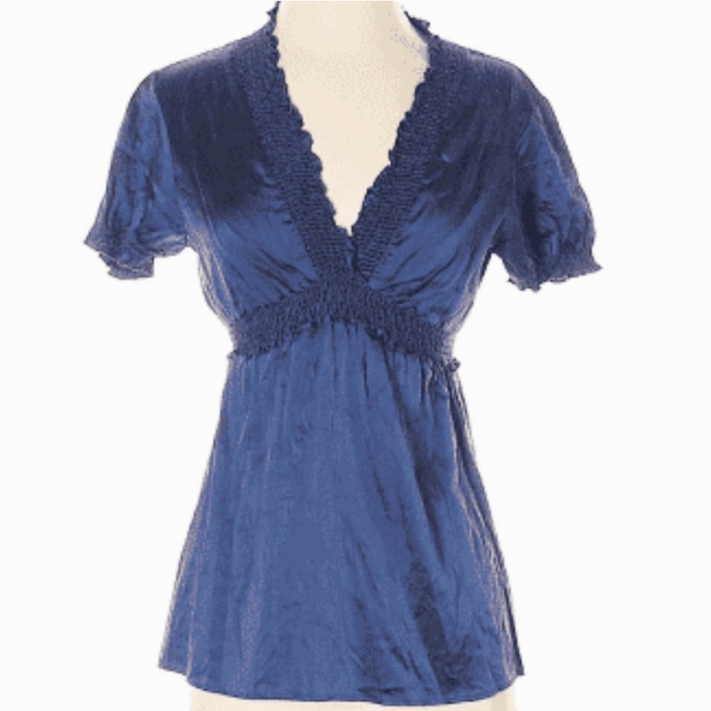 BCBGMaxAzria silk spandex shorts sleeve top sizeXS